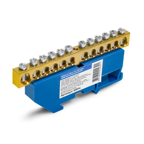 Шина нулевая на DIN-изол ШНИ-8x12-12-Д синий ETP 1