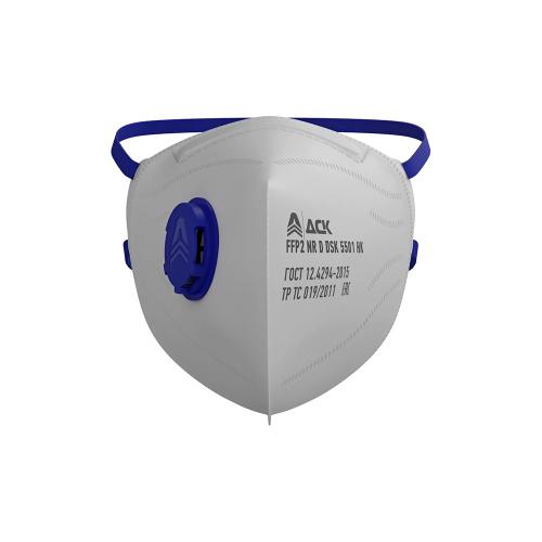 Полумаска фильтрующая для защиты от аэрозолей DSK 5501 НК с клапаном, класс защиты FFP2 (уп-25шт)