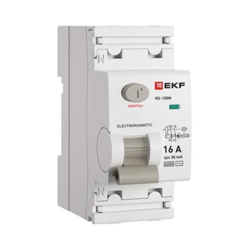 ВДТ ВД-100N 2P 16А 30мА AC эл-мех 6кА PROXIMA EKF