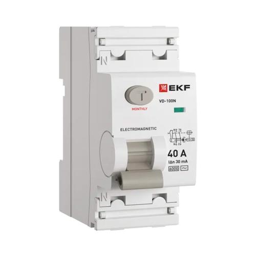 ВДТ ВД-100N 2P 40А 30мА AC эл-мех 6кА PROXIMA EKF